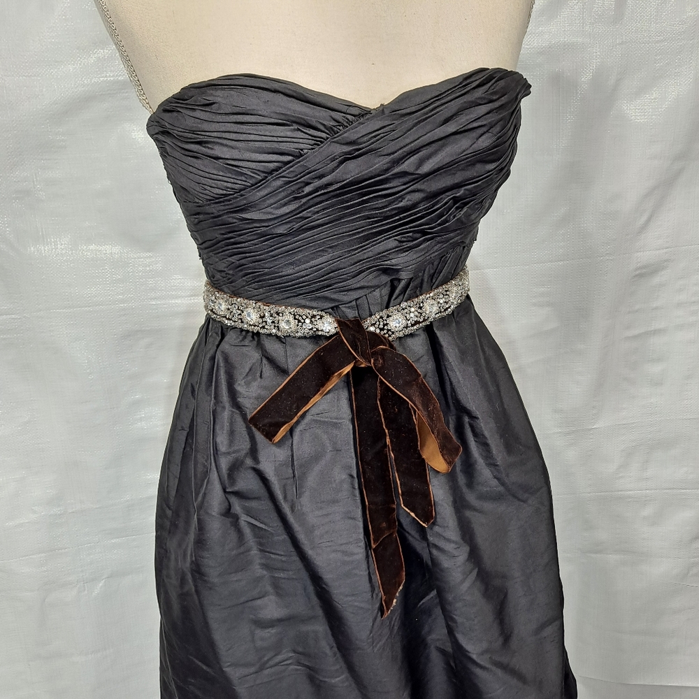 J. Crew Rhinestone Brown Velvet Ribbon Belt